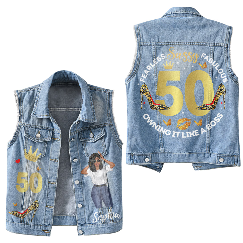 Premium Log Denim Vest - Personalised 50th Birthday Gifts, Gift Ideas 50th Birthday Woman