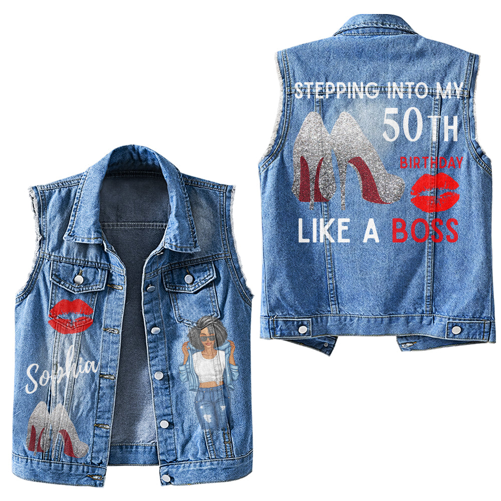 Premium Log Denim Vest - Personalised 50th Birthday Gifts, Gift Ideas 50th Birthday Woman