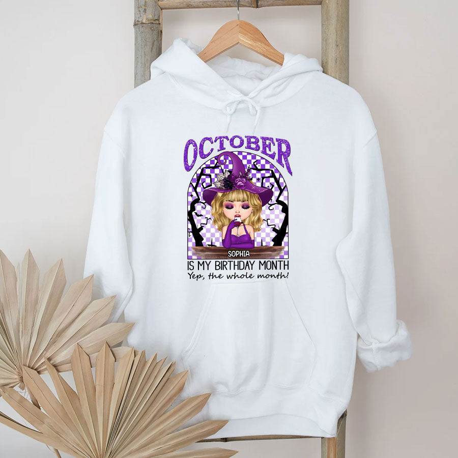 Custom October Birthday Shirt For Woman, Queens Are Born In October Gifts, Halloween Shirt