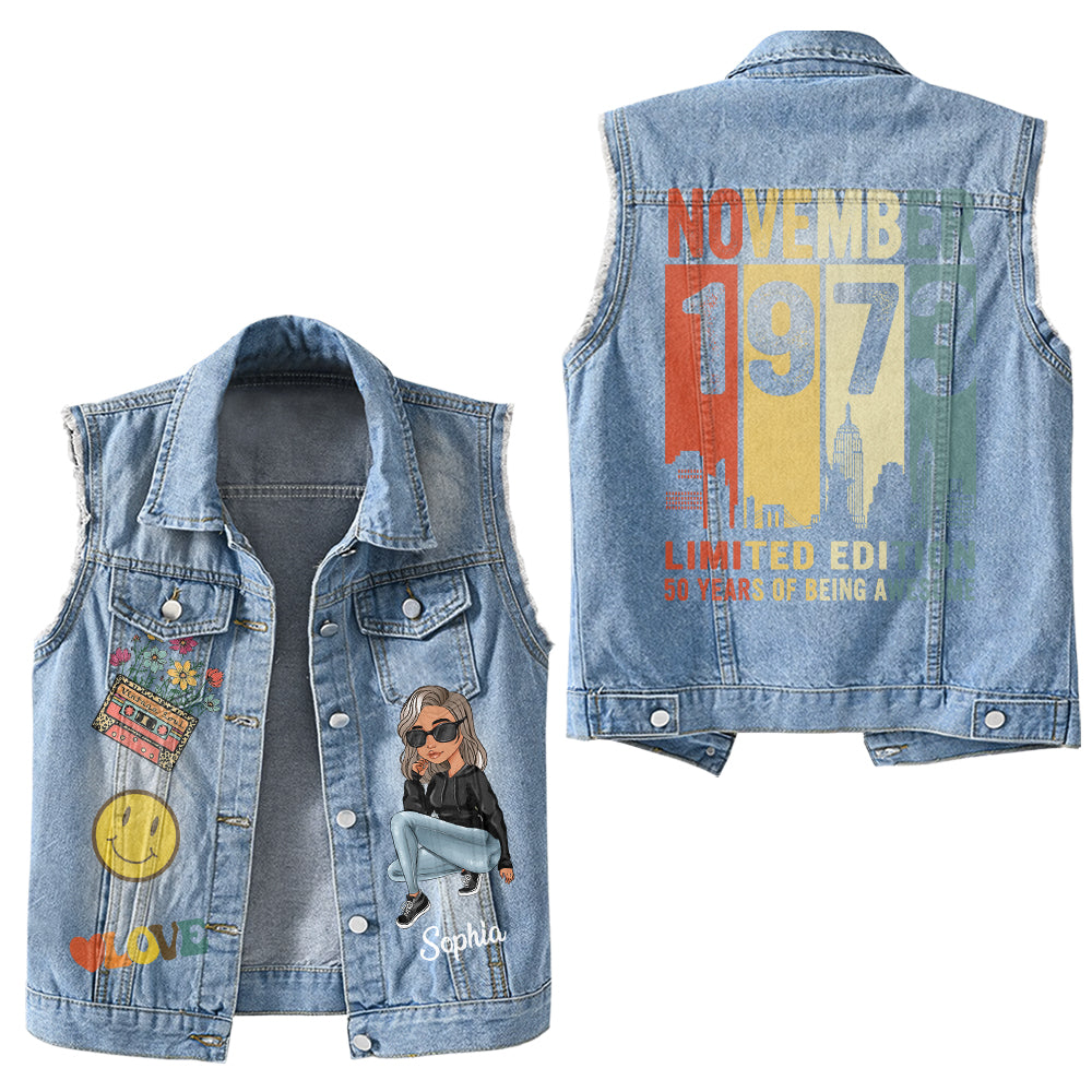 Premium Log Denim Vest - Personalised 50th Birthday Gifts, Gift Ideas 50th Birthday Woman