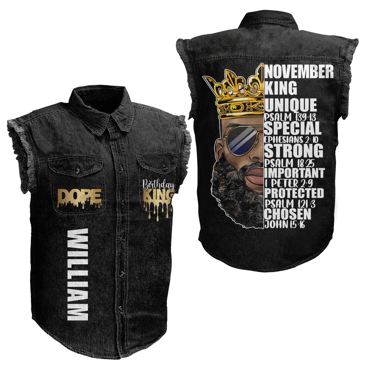 Sleeveless Cutoff jacket - Personalised November Month Birthday Gifts, Gift Ideas November Month Birthday Man