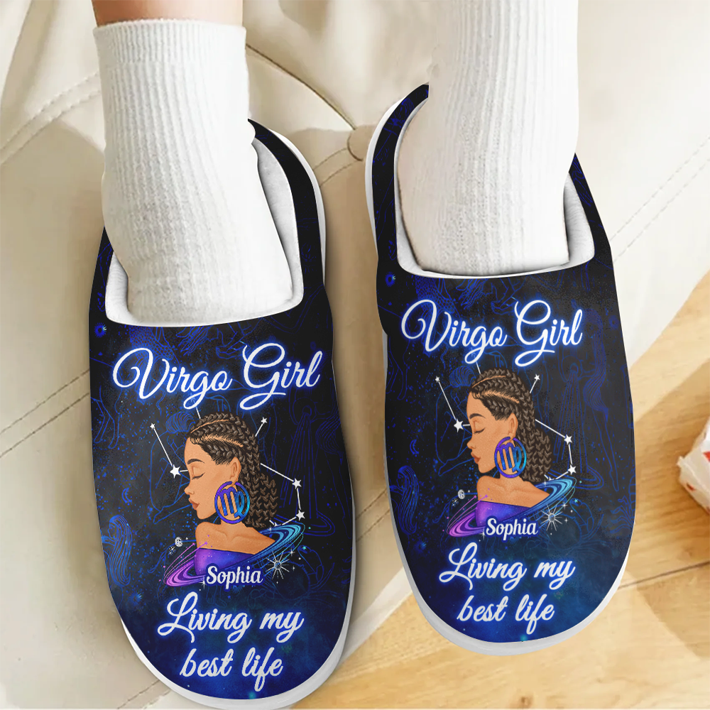 Personalized Slippers, Custom Birthday Gifts For Virgo Girls,  Virgo Girl, Virgo Slippers For Ladies, Virgo Queen, Virgo Queen Birthday Gift