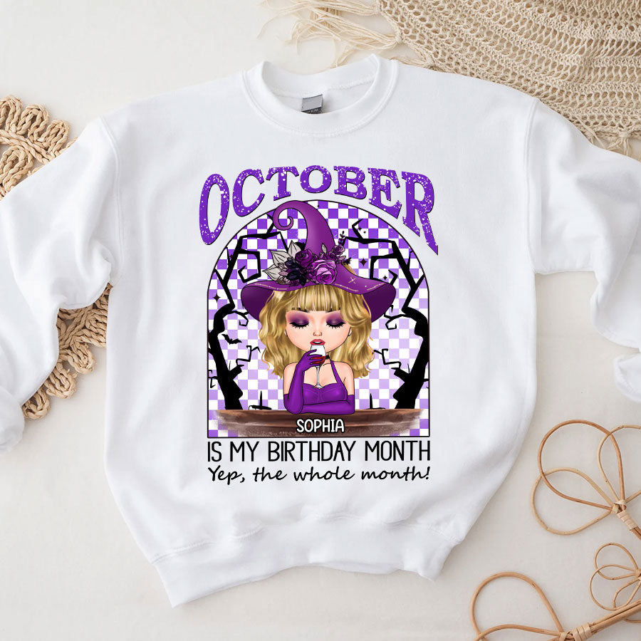 Custom October Birthday Shirt For Woman, Queens Are Born In October Gifts, Halloween Shirt