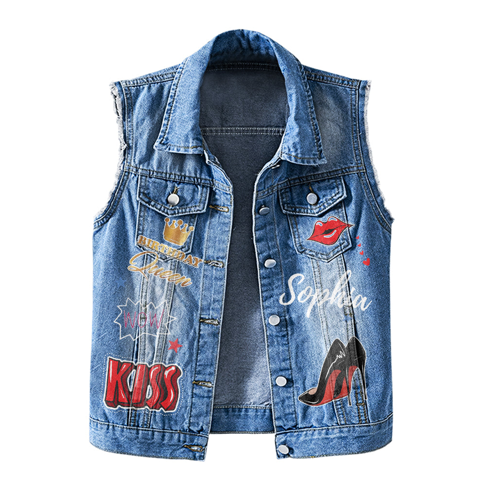 Premium Log Denim Vest - Personalised 50th Birthday Gifts, Gift Ideas 50th Birthday Woman