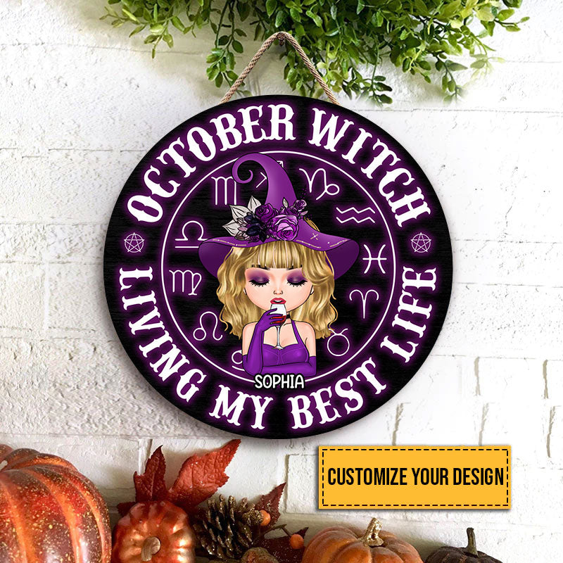 Custom October Birthday Door Sign, Queens Are Born In October Gifts, Halloween Door Sign