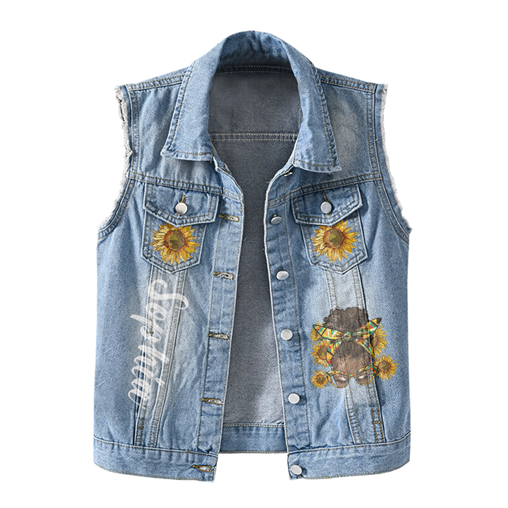 Premium Log Denim Vest - November Birthday Gifts, Custom Birthday Gift, Queens Are Born In November