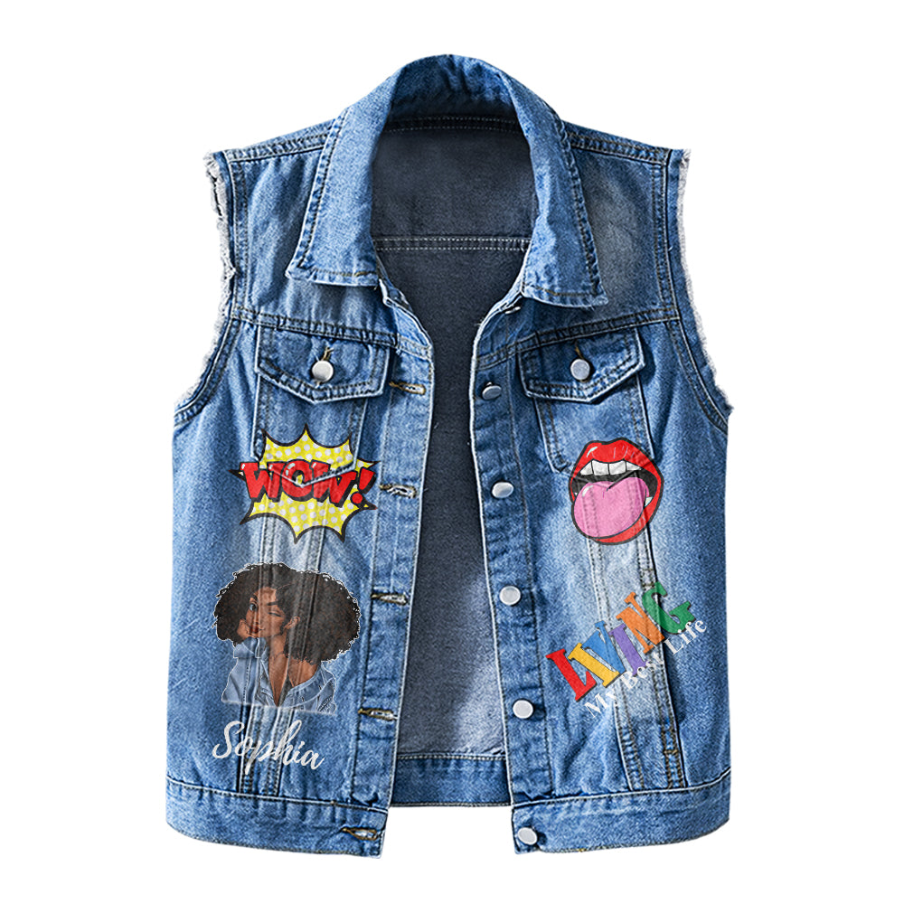 Premium Log Denim Vest - November Birthday Gifts, Custom Birthday Gift, Queens Are Born In November