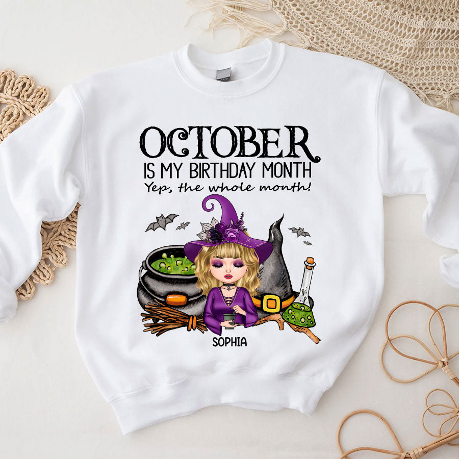 Custom October Birthday Shirt For Woman, Queens Are Born In October Gifts, Halloween Shirt