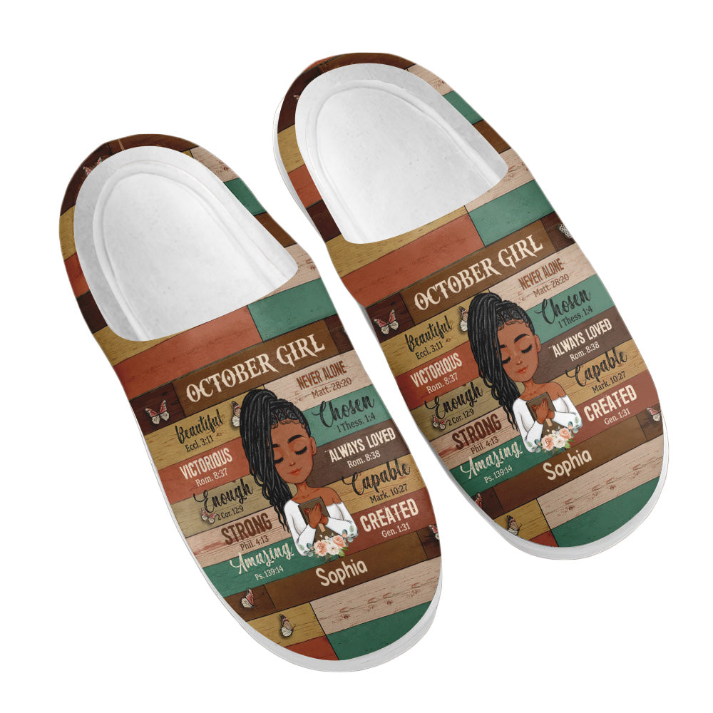 Personalized Slippers, Custom Birthday Gifts For October Girls, October Birthday Gifts For Black Woman