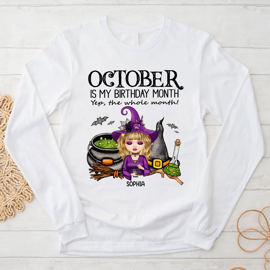 Custom October Birthday Shirt For Woman, Queens Are Born In October Gifts, Halloween Shirt