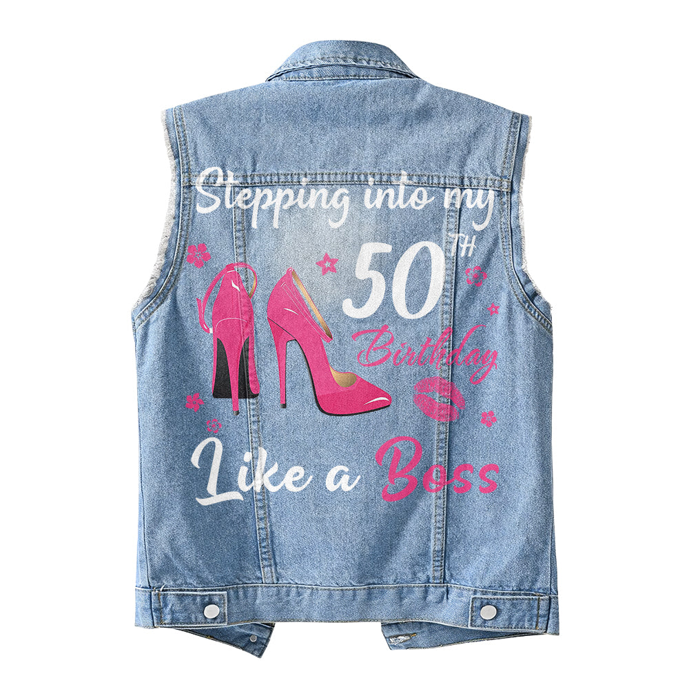 Premium log denim vest - Personalised 50th Birthday Gifts, Gift Ideas 50th Birthday Woman