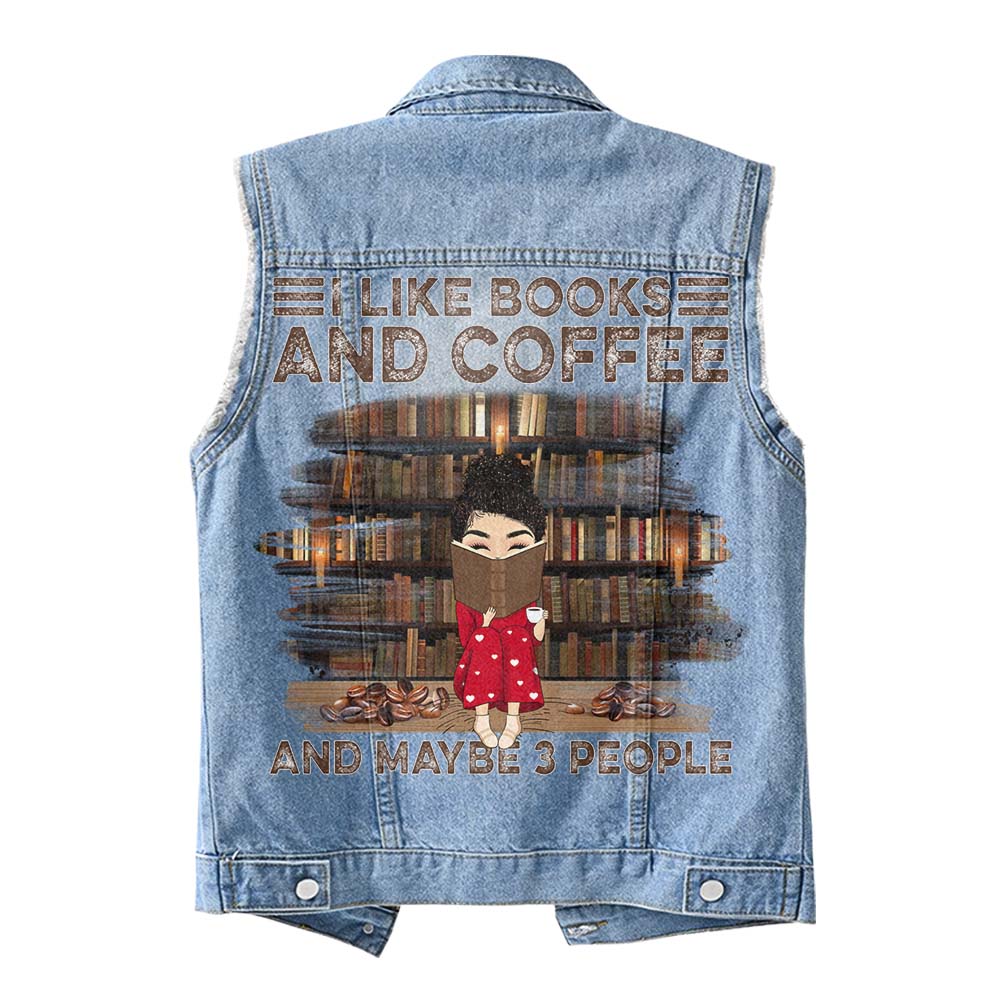 Premium Log Denim Vest - Gift For Women, Denim Vest Book, Reading Book Lover