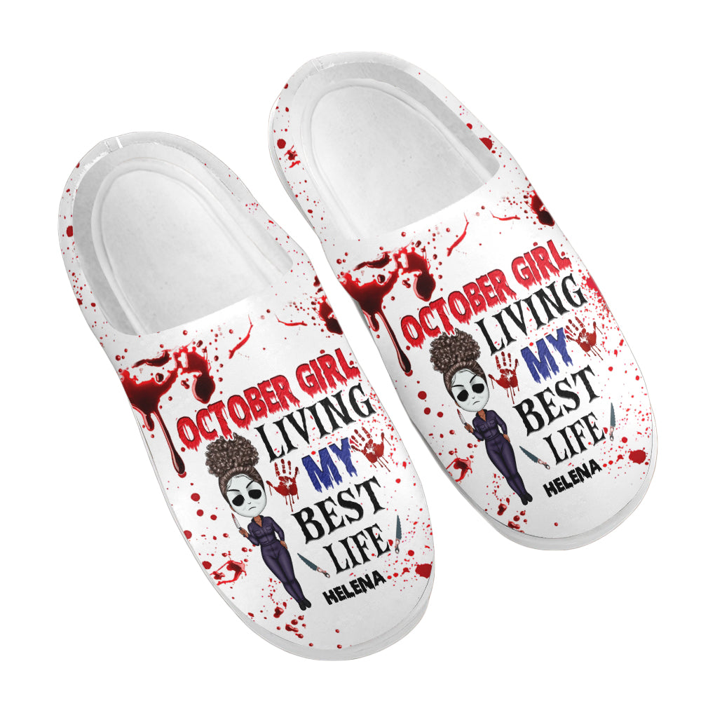 Personalized Slippers, Custom Birthday Gifts For October Girls, Halloween Gifts