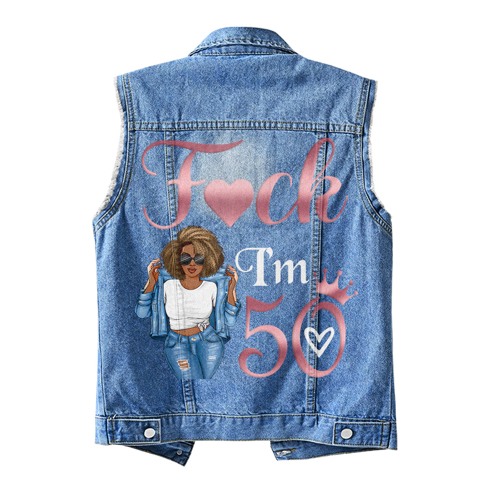 Premium Log Denim Vest - Personalised 50th Birthday Gifts, Gift Ideas 50th Birthday Woman