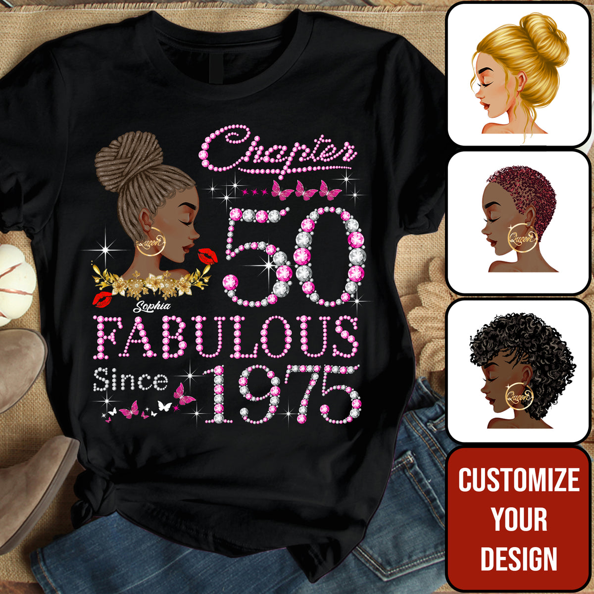 50th Birthday Shirts For Her, Personalised 50th Birthday Gifts, 1975 T Shirt, 50 And Fabulous Shirt, 50th Birthday Shirt Ideas, Gift Ideas 50th Birthday Woman -YPT-HMT