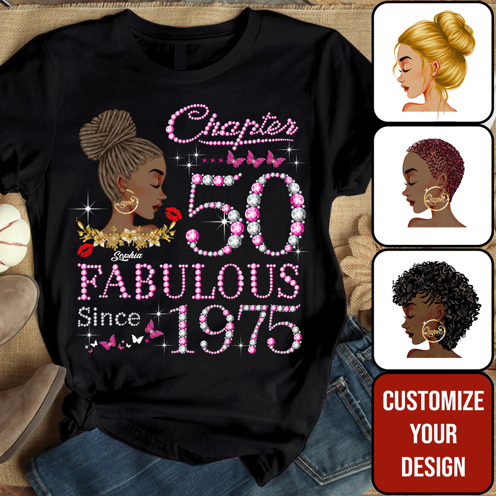 50th Birthday Shirts For Her, Personalised 50th Birthday Gifts, 1975 T Shirt, 50 And Fabulous Shirt, 50th Birthday Shirt Ideas, Gift Ideas 50th Birthday Woman -YPT-HMT