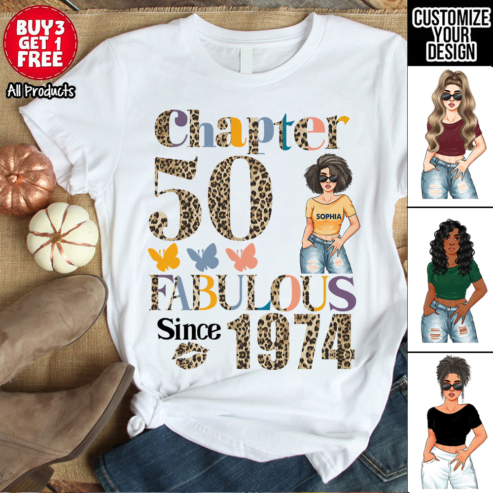 Chapter 50, Fabulous Since 1974 50th Birthday Unique T Shirt For Woman, Custom Birthday Shirt, Her Gifts For 50 Years Old , Turning 50 Birthday Cotton Shirt - YPT-HCT