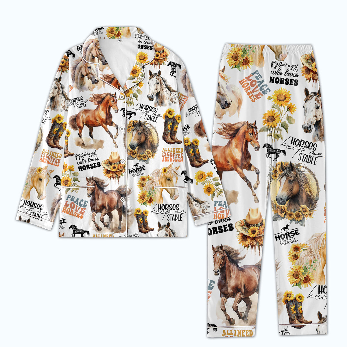 Personalized Women&#39;s Pajama Set, Gift For Horse Lovers
