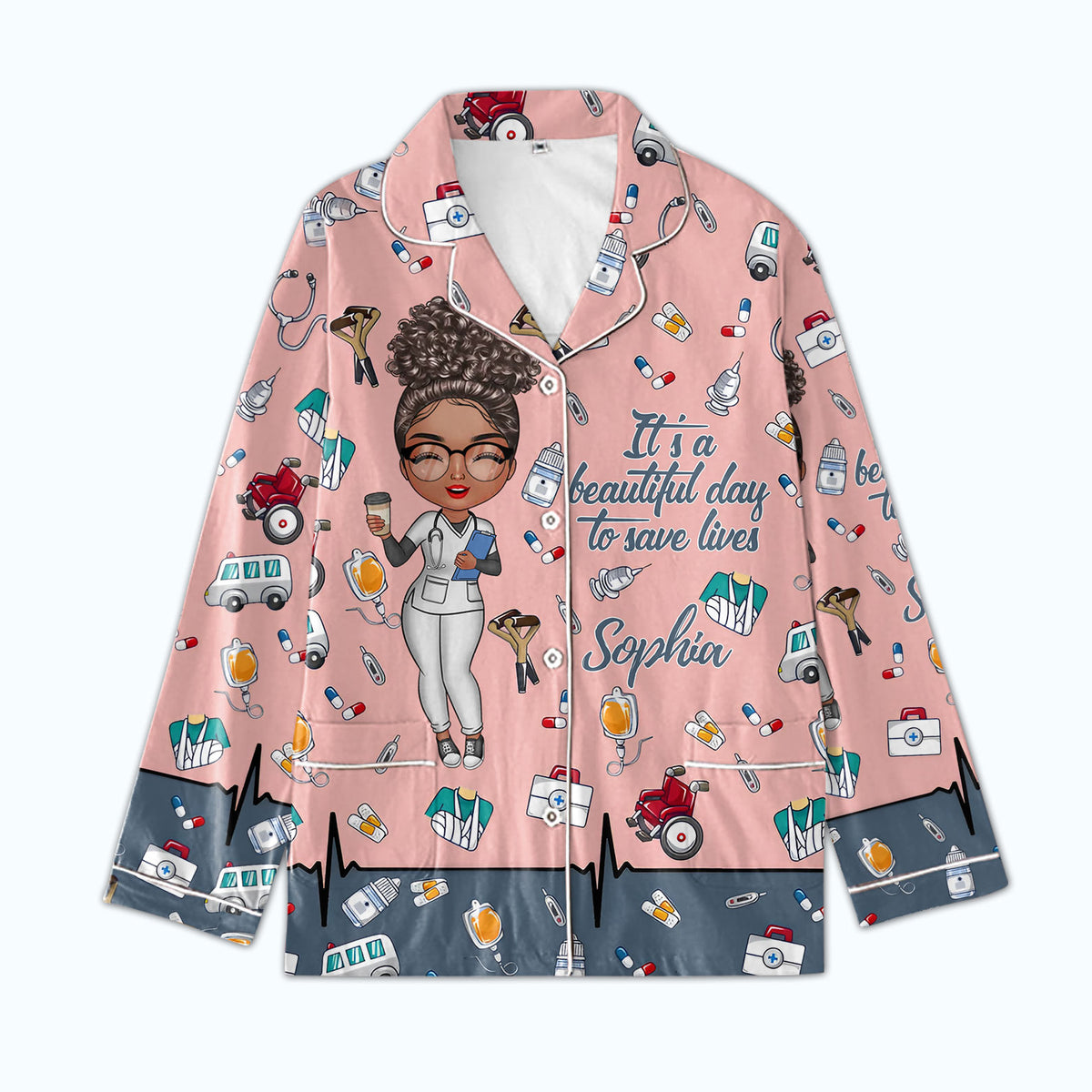 Personalized Women's Pajama Set, Gift For Nurse - Love Nurse Life, It's a beautiful day to save lives