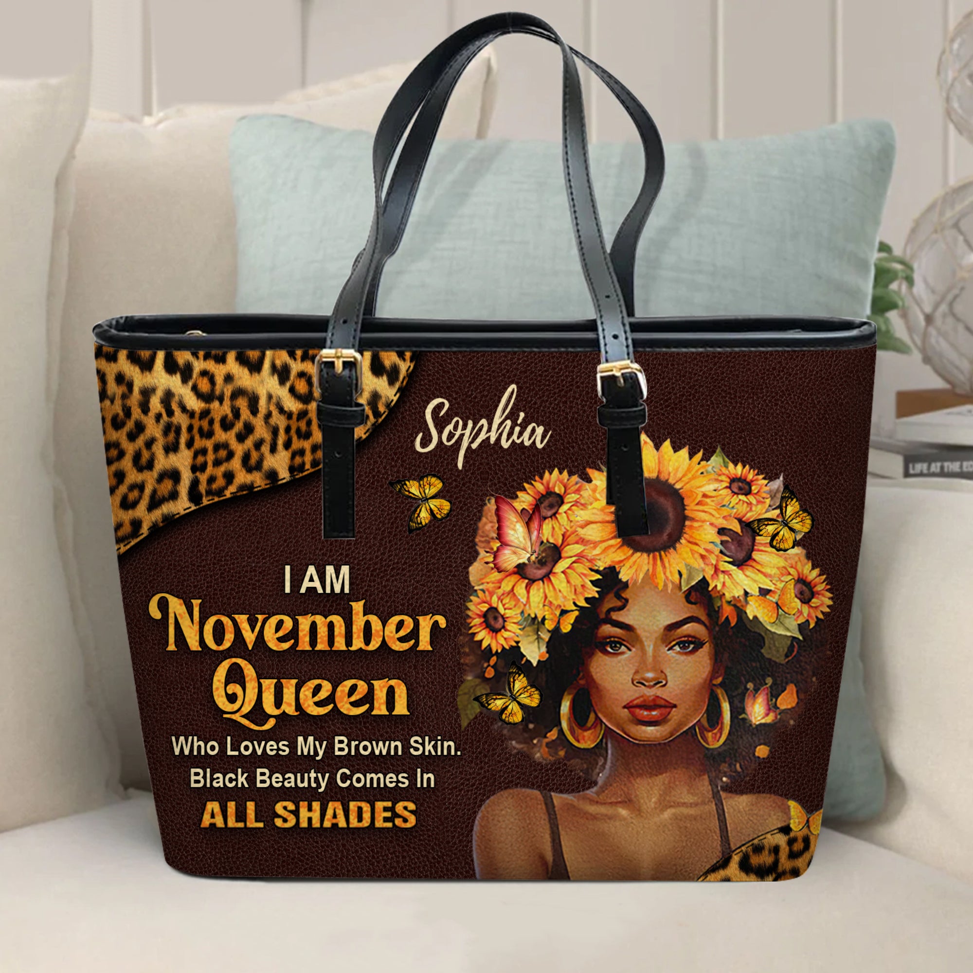 Personalized Leather Bucket Bag, November Birthday Gifts, Queens Are Born In November