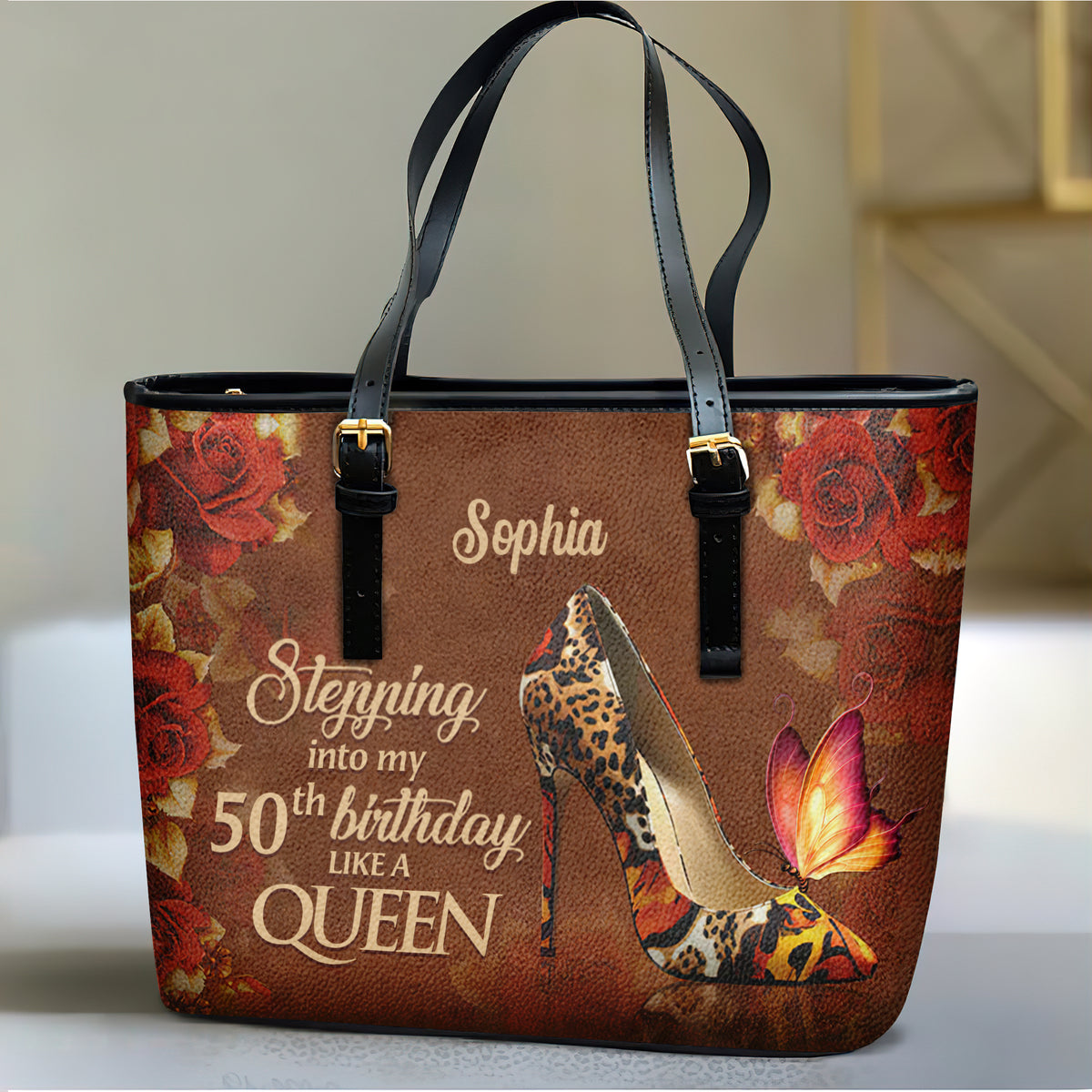 Personalized Leather Bucket Bag, Personalized 50th Birthday Gifts, 50th Gift Ideas For Her