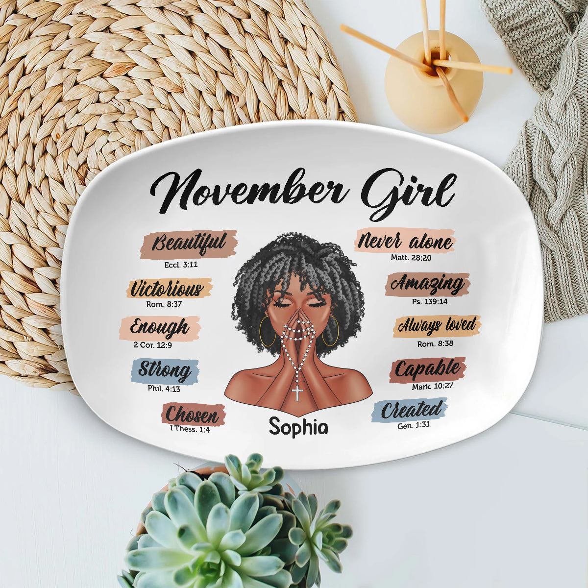 Personalized  Serving Platter, Custom Birthday Gifts For November Girls, November Gifts