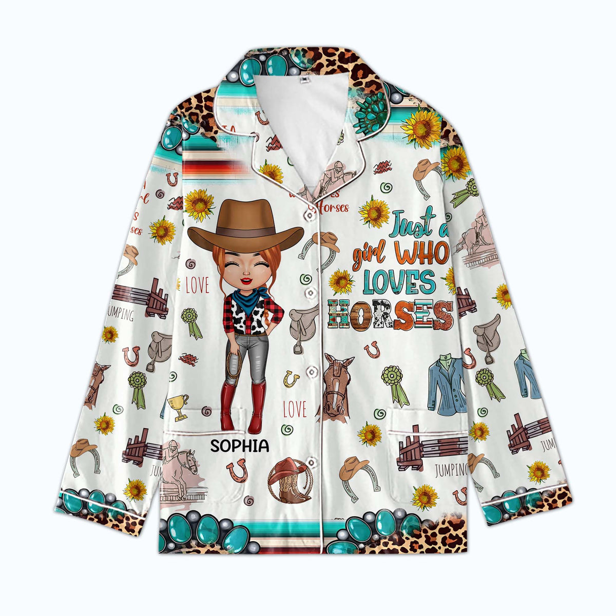 Personalized Women&#39;s Pajama Set, Gift For Cowgirls