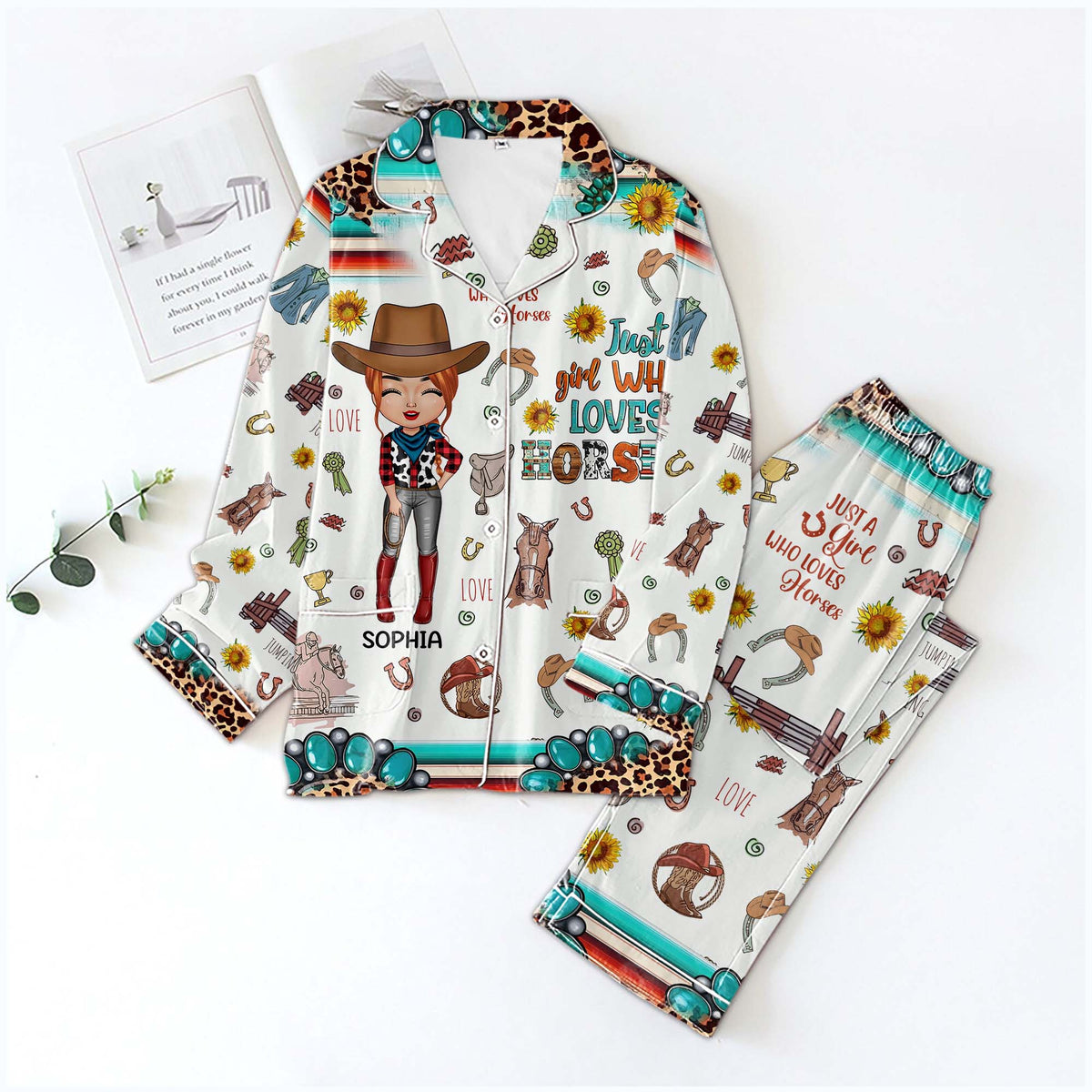 Personalized Women&#39;s Pajama Set, Gift For Cowgirls