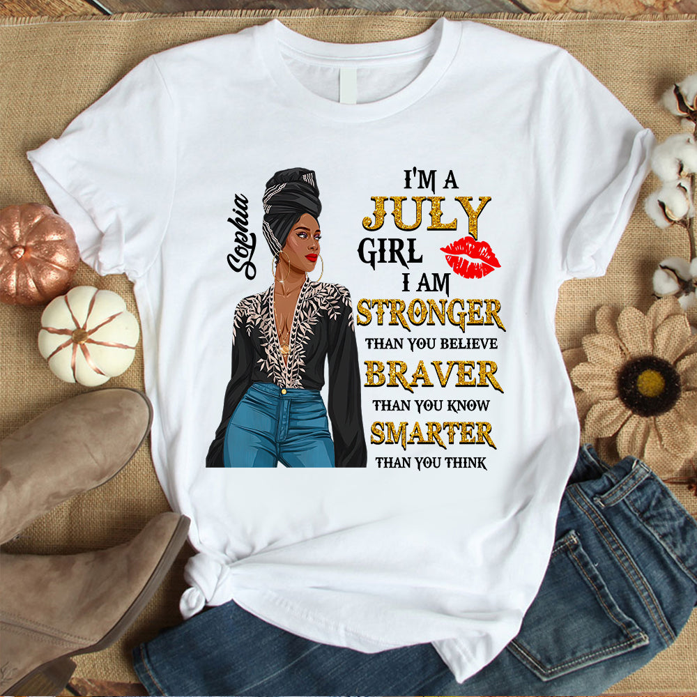 Custom July Birthday Shirt For Woman, Queens Are Born In July Gifts, Melanin Afro Woman Shirt, Black Girl Tee, Afro Queen Gift-YPT-HCT