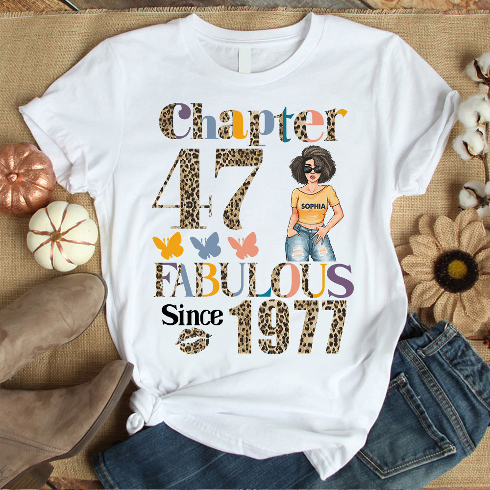 Chapter 47, Fabulous Since 1977 47th Birthday Unique T Shirt For Woman, Custom Birthday Shirt, Her Gifts For 47 Years Old , Turning 47 Birthday Cotton Shirt - YPT-HCT