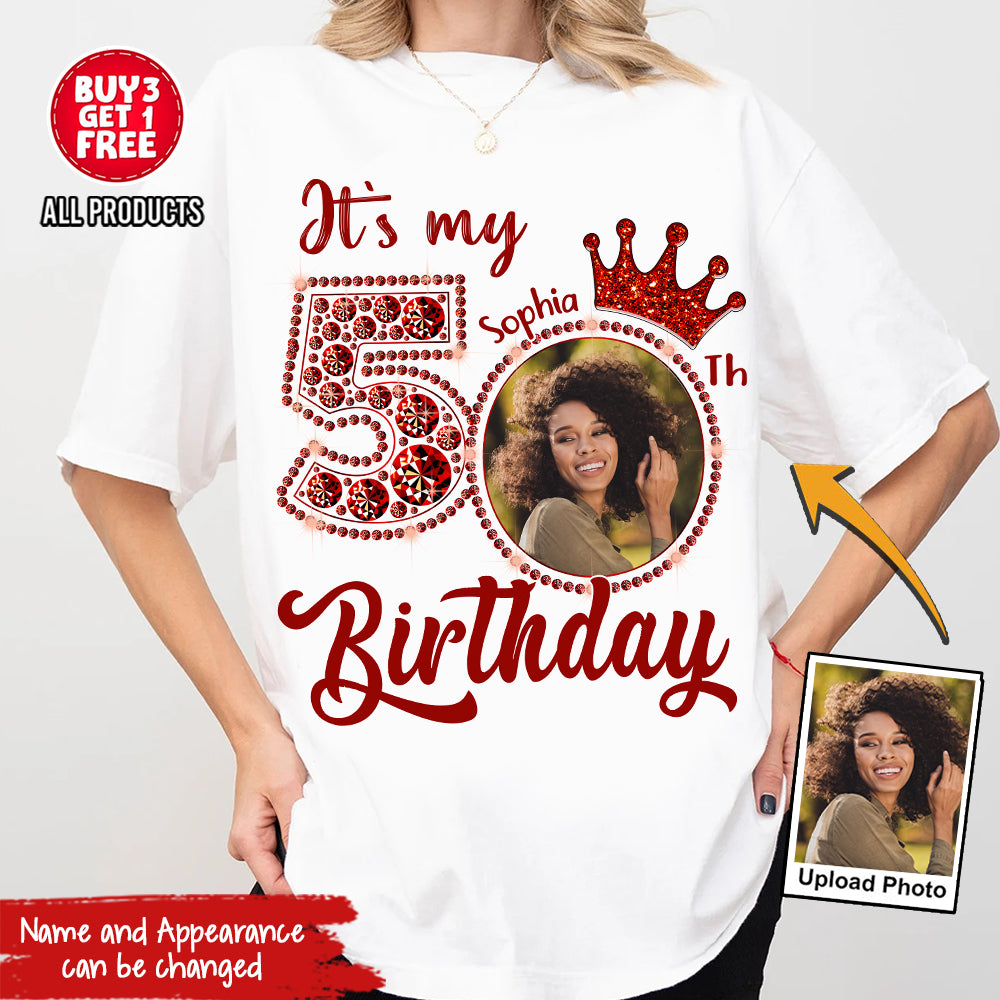 Custom Face Photo 50's Birthday Shirt, 50th Birthday Unique T Shirt For Woman, Custom Birthday Shirt, Her Gifts For 50 Years Old, Custom Picture Tee, Personalized Birthday Shirt-YPT-HCT