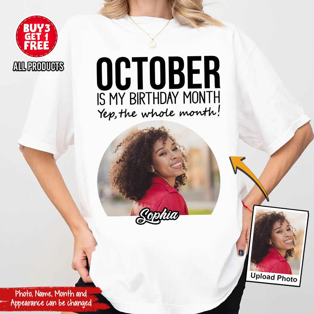 Custom Photo 50&#39;s Birthday Shirt, 50th Birthday Unique T Shirt For Woman, Custom Birthday Shirt, Her Gifts For 50 Years Old, Custom Picture Tee, Personalized Birthday Shirt-YPT-TLQ