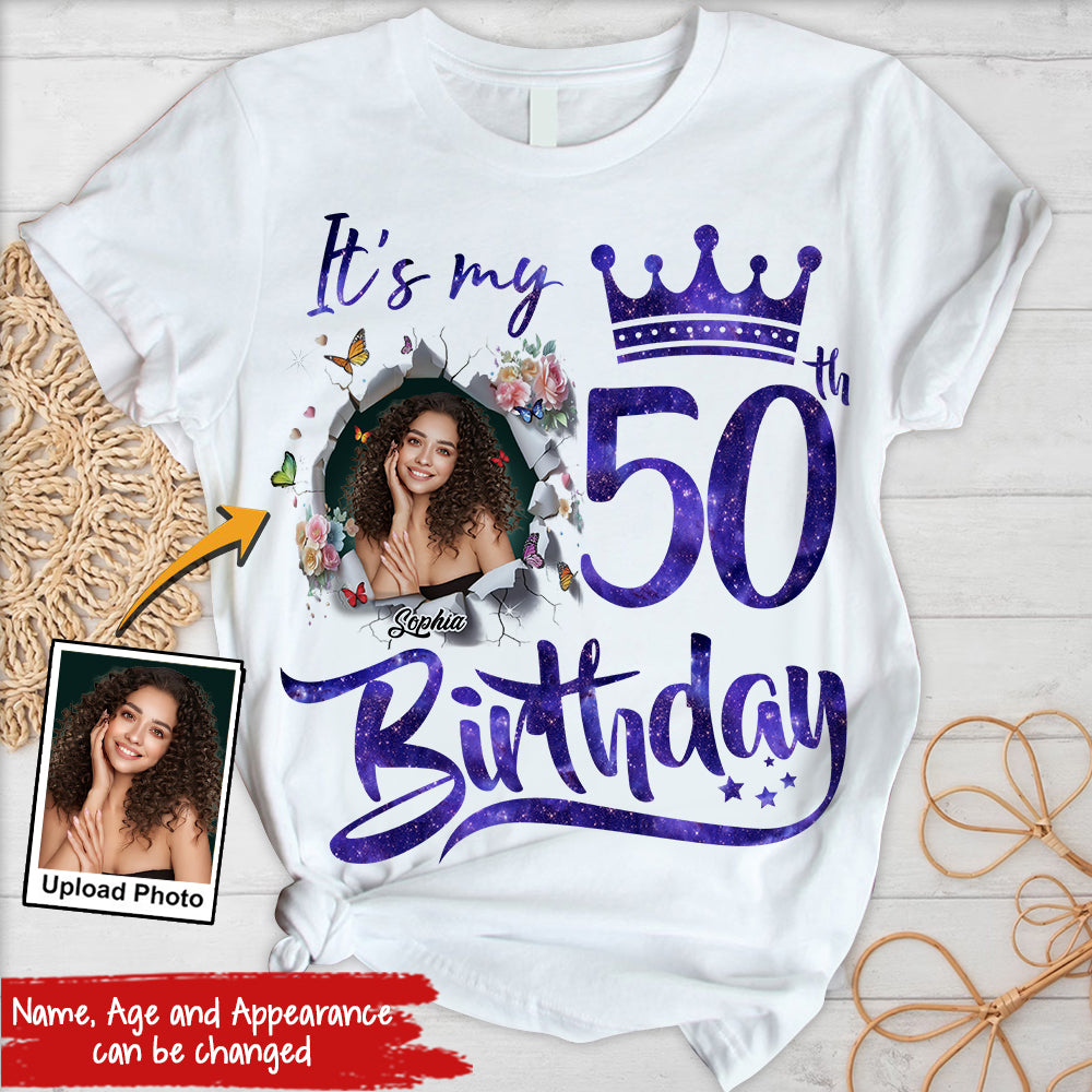50th Birthday Unique T Shirt For Woman, Custom Birthday Shirt, Her Gifts For 50 Years Old, Custom Picture Tee, Personalized Birthday Shirt-YPT-TLQ