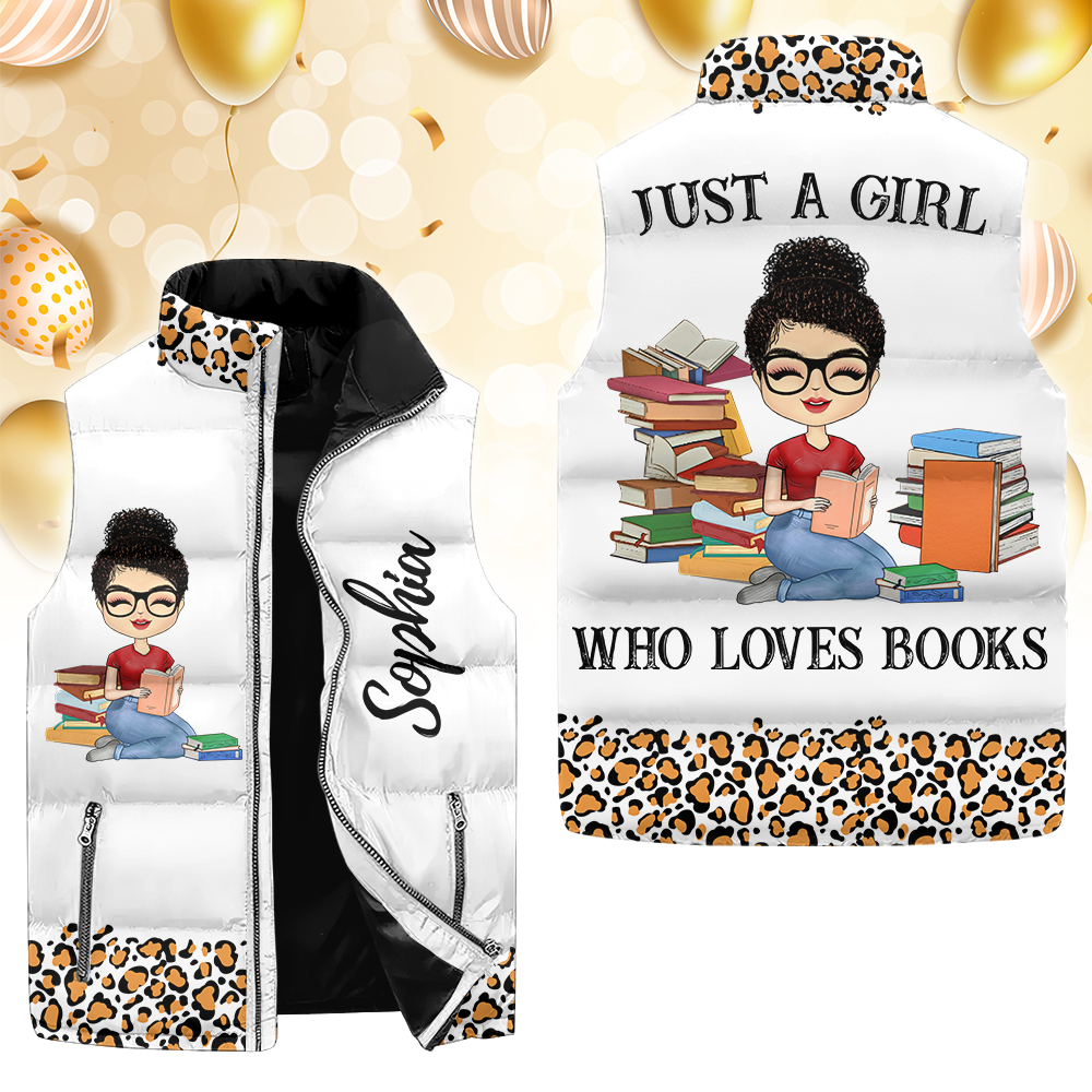 Puffer Vest - Gift For Women, Denim Vest Book, Reading Lover