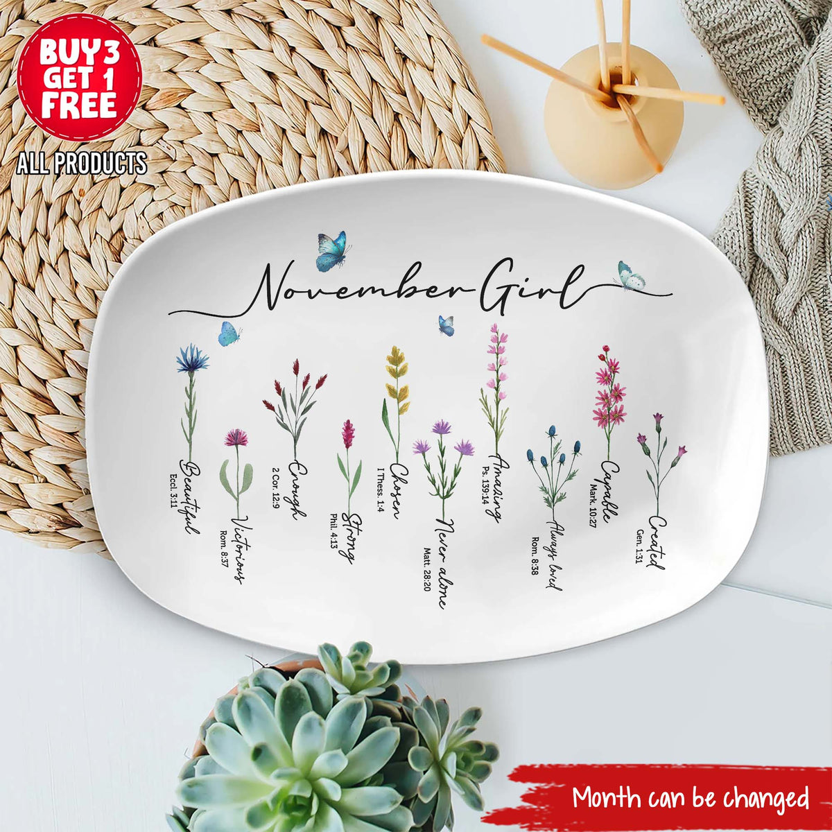 Personalized  Serving Platter, Custom Birthday Gifts For November Girls, November Gifts