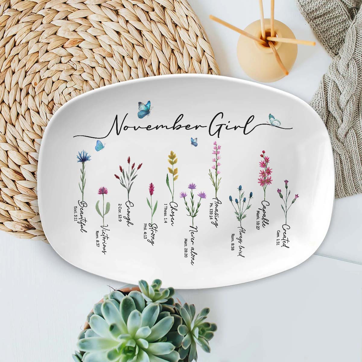 Personalized  Serving Platter, Custom Birthday Gifts For November Girls, November Gifts