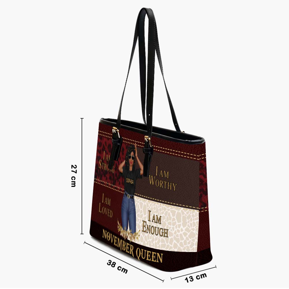 Personalized Tote Bag, Queens Are Born In November Gifts, Custom November Birthday Tote Bag For Woman