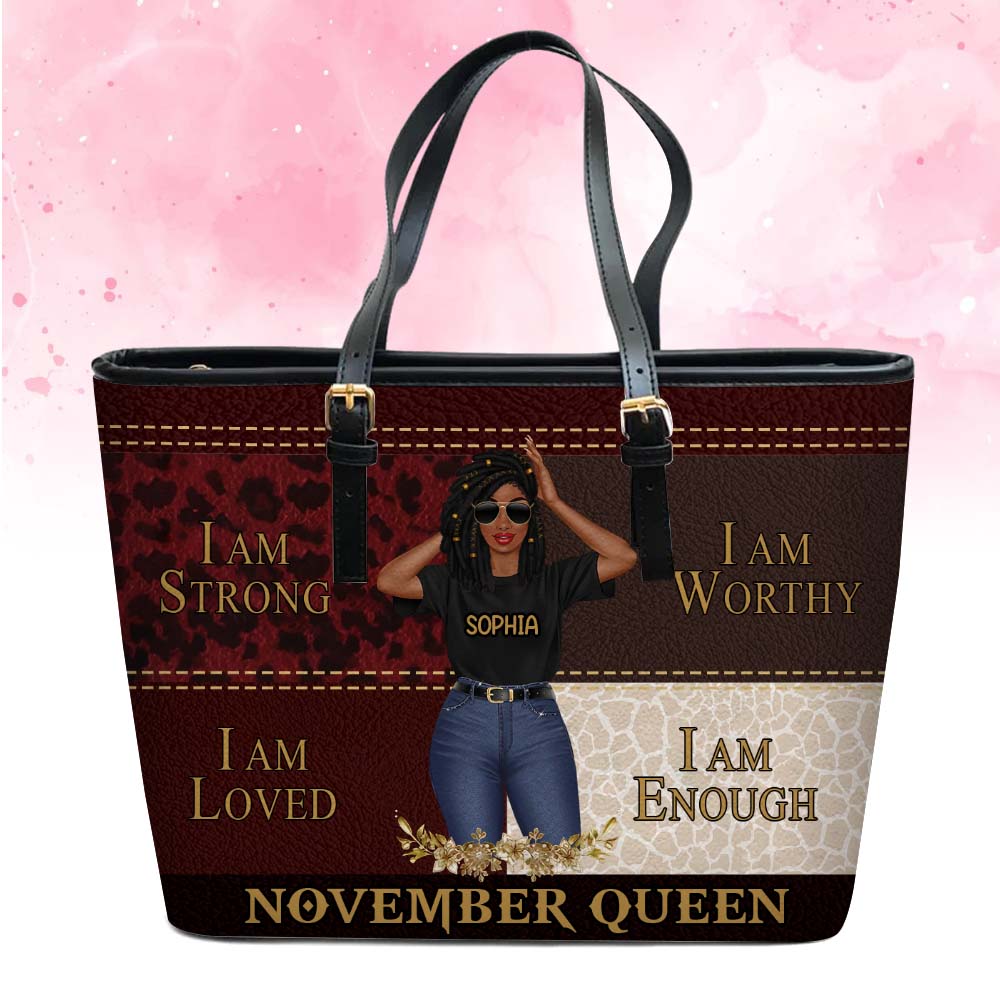 Personalized Tote Bag, Queens Are Born In November Gifts, Custom November Birthday Tote Bag For Woman