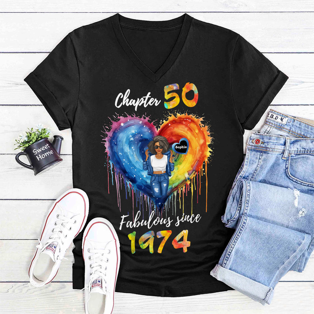Chapter 50, Fabulous Since 1974 50th Birthday Unique T Shirt For Woman, Her Gifts For 50 Years Old , Turning 50 Birthday Cotton Shirt - ALK