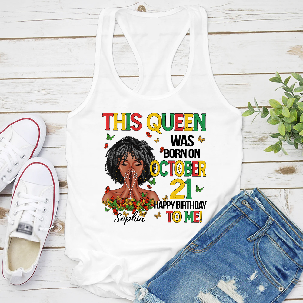 October Birthday Shirt, Custom Birthday Shirt, Queen Was Born In October Birthday Shirts For Woman