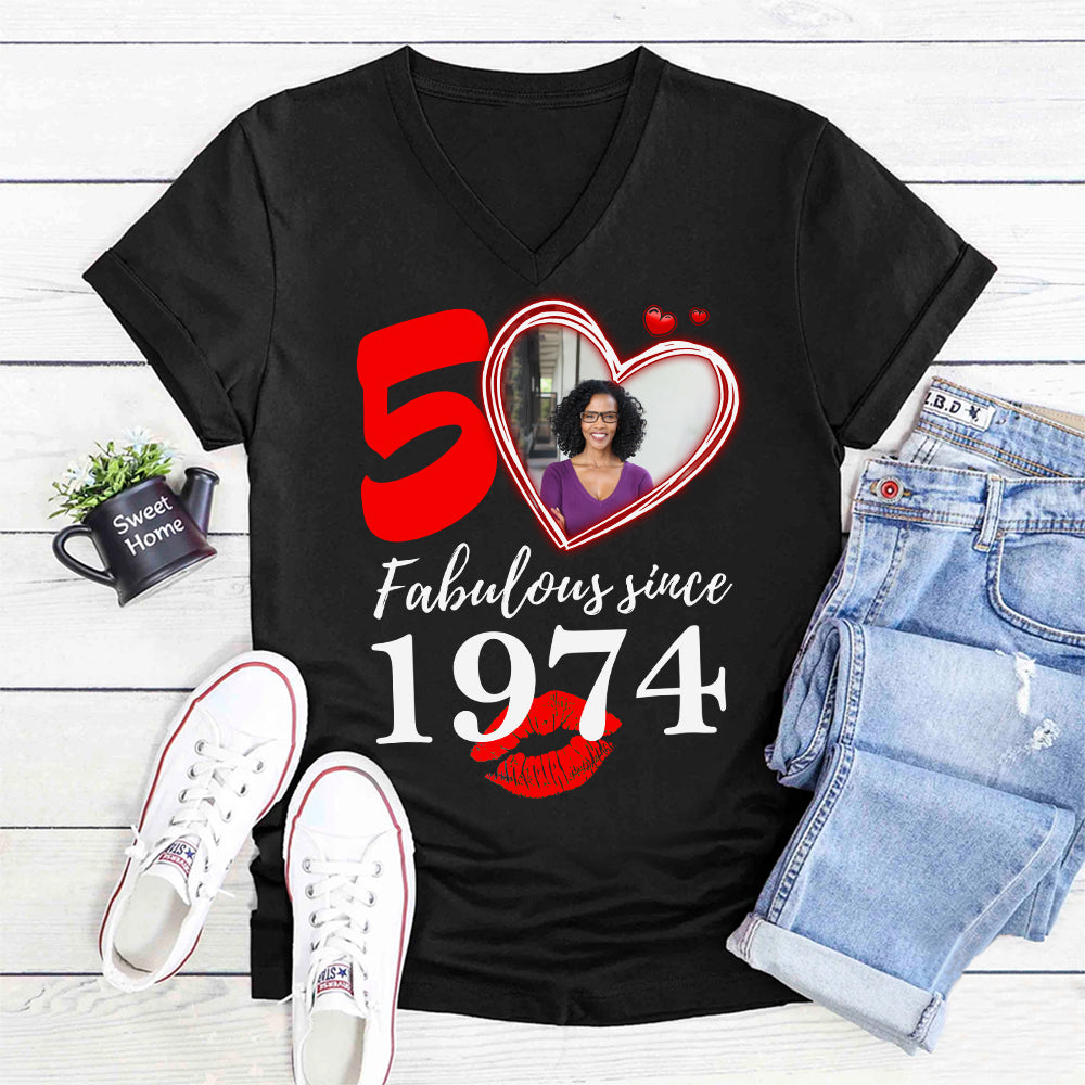 Chapter 50, Fabulous Since 1974 50th Birthday Unique T Shirt For Woman, Custom Birthday Shirt, Her Gifts For 50 Years Old , Turning 50 Birthday Cotton Shirt - HCT