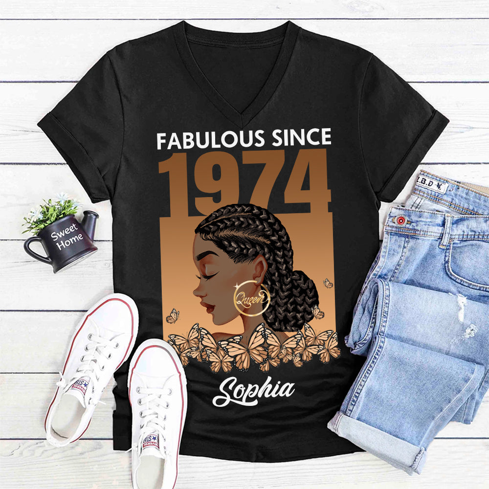 Chapter 50, Fabulous Since 1974 50th Birthday Unique T Shirt For Woman, Her Gifts For 50 Years Old , Turning 50 Birthday Cotton Shirt-ALK