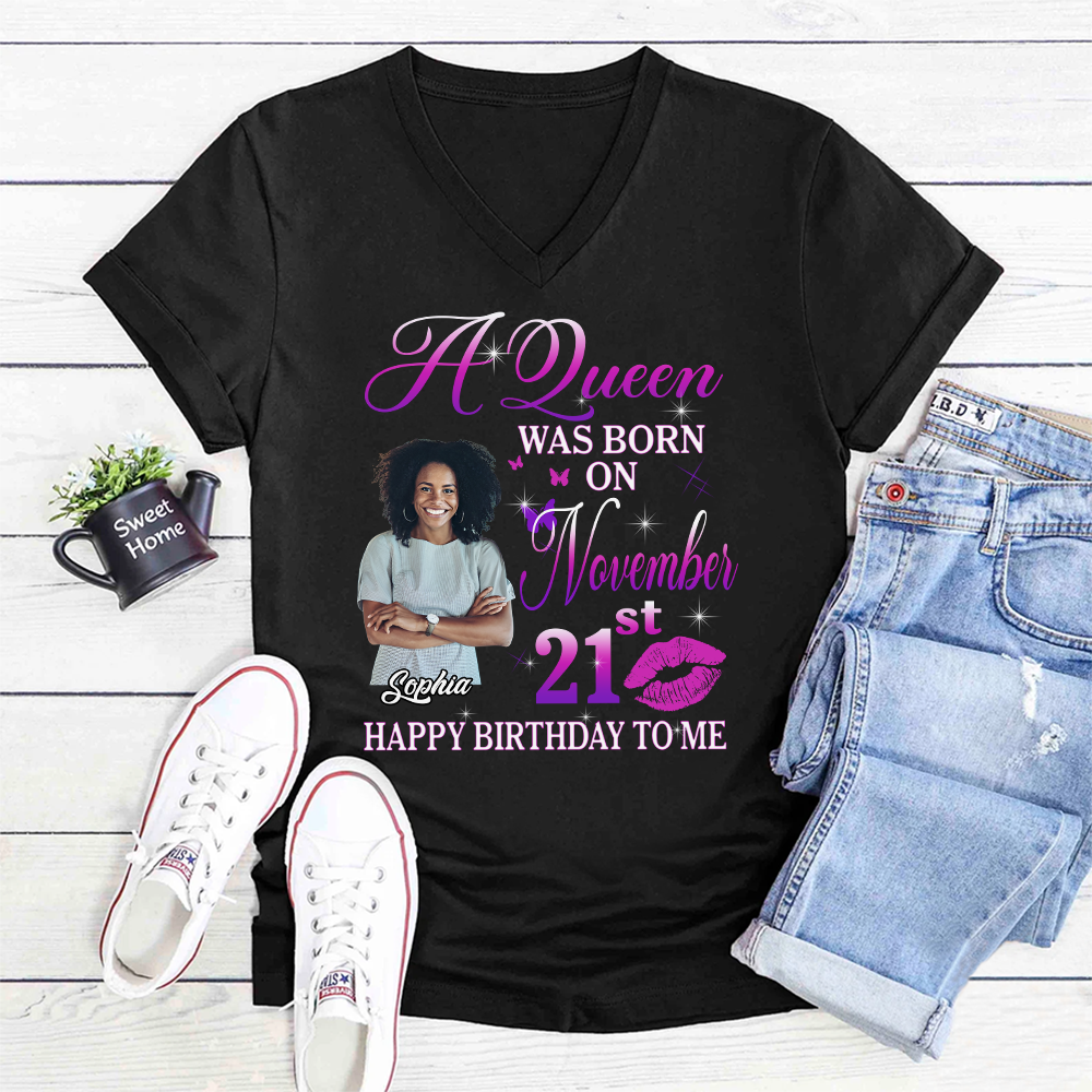 November Birthday Shirt, Custom Birthday Shirt, Queen Was Born In November Birthday Shirts For Woman
