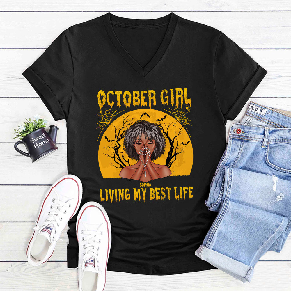 October Birthday Shirt, Custom Birthday Shirt, Queen Was Born In October Birthday Shirts For Woman