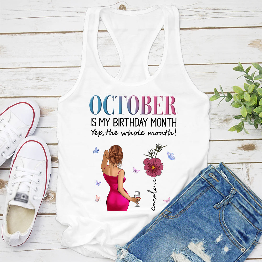 Personalized October Birthday Shirt, Custom Birthday Shirt, Queens are Born In October, October Birthday Shirts For Woman, October Birthday Gifts-YPT-TLQ