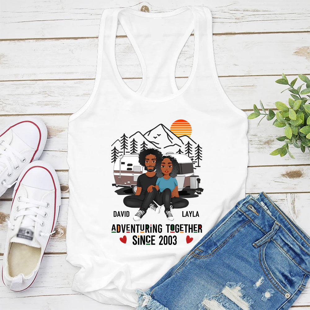 Adventuring Together Since Shirt, Custom T Shirt - Camping Couple Shirt, Camping Lover , Couple Gift