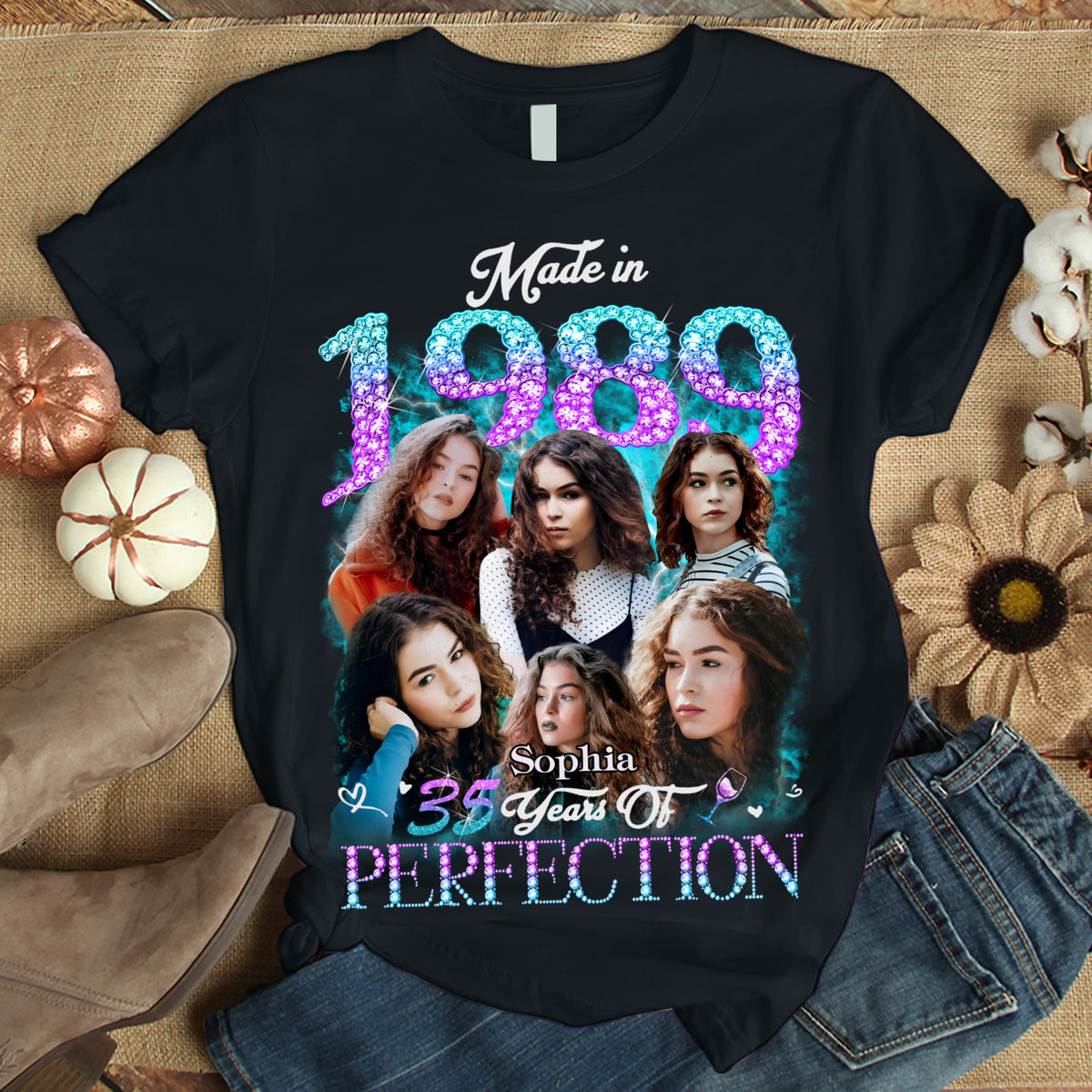 35th Birthday Shirts For Her, Personalised 35th Birthday Gifts, 1989 T Shirt, 35 And Fabulous Shirt, 35th Birthday Shirt Ideas, Gift Ideas 35th Birthday Woman-YPT-TLT