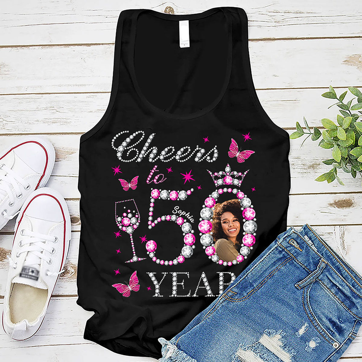 Custom Face Photo 50&#39;s Birthday Shirt, 50th Birthday Unique T Shirt For Woman, Custom Birthday Shirt, Her Gifts For 50 Years Old, Custom Picture Tee, Personalized Birthday Shirt-YPT-HMT