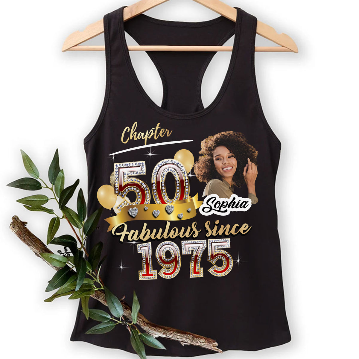 Custom Face Photo 50&#39;s Birthday Shirt, Fabulous Since 1975 50th Birthday Unique T Shirt For Woman, Custom Birthday Shirt, Her Gifts For 50 Years Old , Turning 50 Birthday Cotton Shirt-YPT-ALK