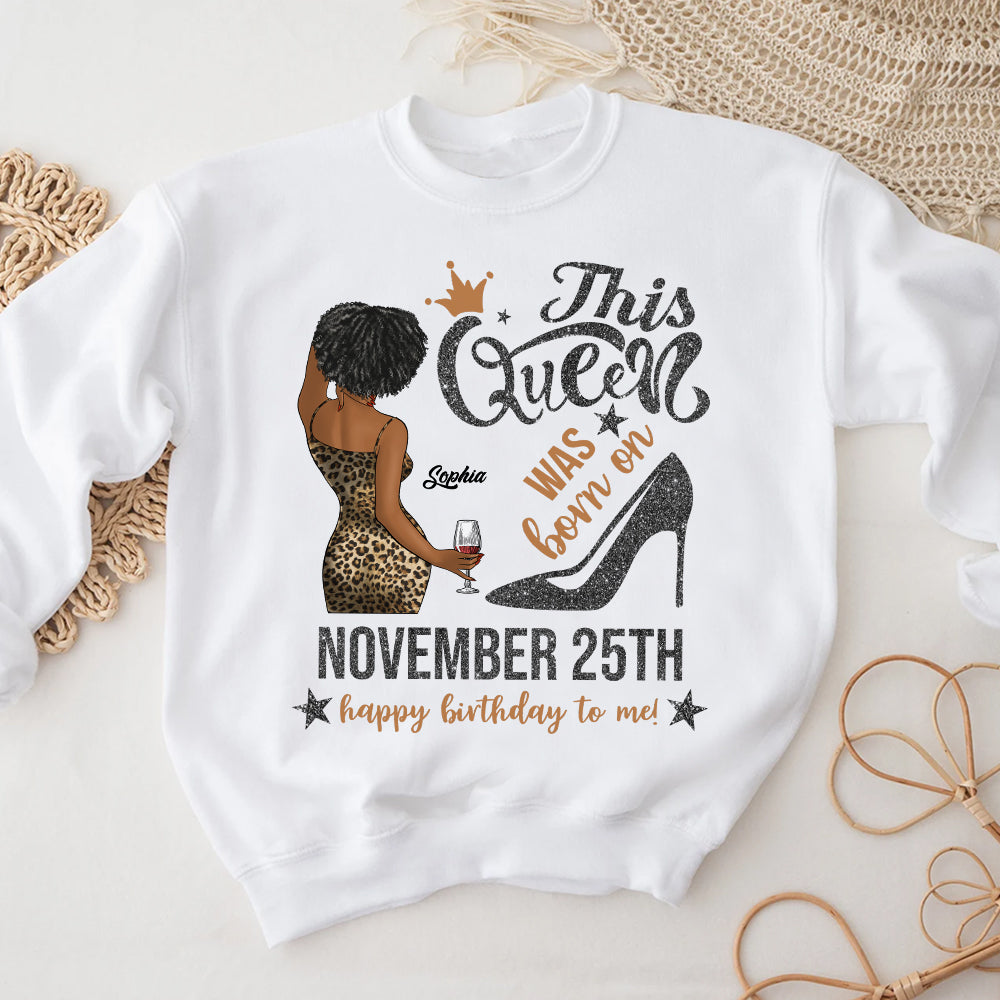 Personalized Custom November Birthday Shirt For Woman, Queens Are Born In November Gifts, Melanin Afro Woman Shirt, Black Girl Tee, Afro Queen Gift-YPT-ALK